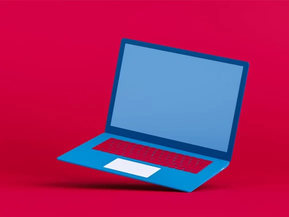red and blue laptop